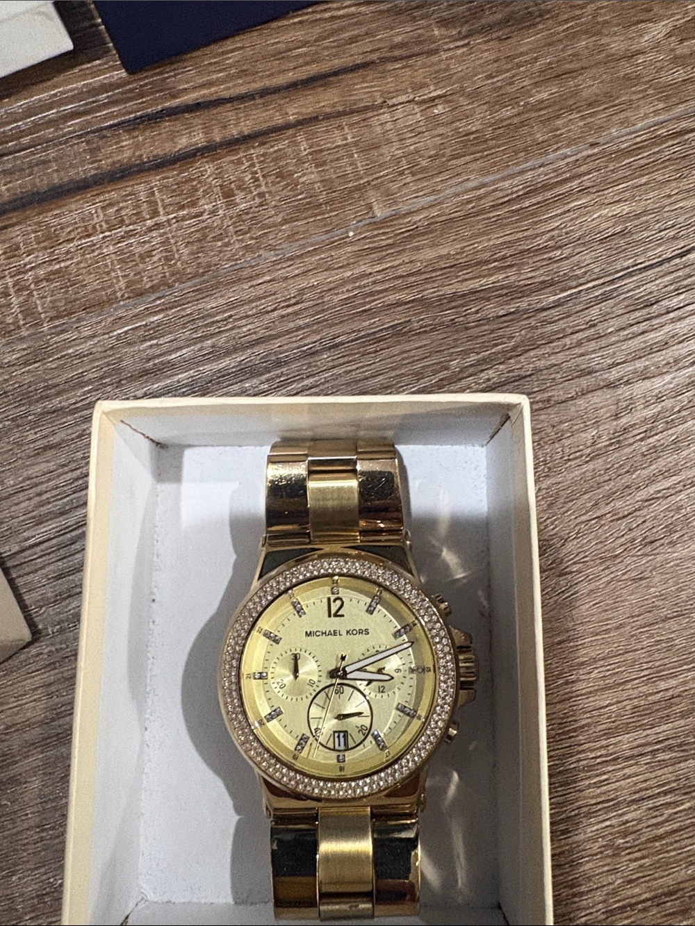 Michael Kors Gold Tone Crystal-Trim Chronograph Women's Watch